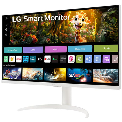 LG 32SR75U Smart Monitor with Steaming TV,32", 4K UHD (3840 x 2160), HDR10, USB Type-C, WebOS, Apple AirPlay 2, Screen Share, Bluetooth, Built-in Speaker, Height Adj., HDMI, USB, Remote Control,White 