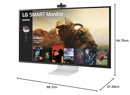 LG 43" Ultrafine™ Smart Monitor UHD 4K IPS (3840 * 2160), HDR 10, Wireless Connectivity, webOS, AirPlay 2, USB Type-C (65W PD), Speakers 10WX2, Magic Remote, HDMIx2, DP, HP Out, 43SQ700 (White) 