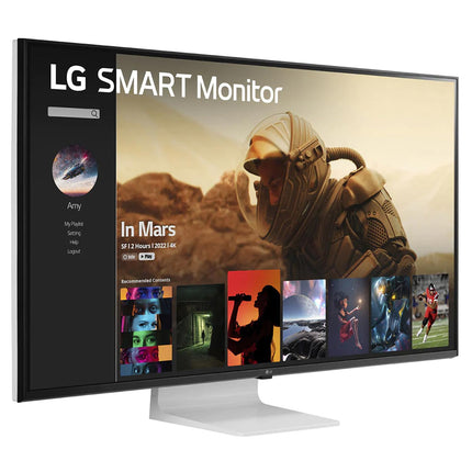 LG 43" Ultrafine™ Smart Monitor UHD 4K IPS (3840 * 2160), HDR 10, Wireless Connectivity, webOS, AirPlay 2, USB Type-C (65W PD), Speakers 10WX2, Magic Remote, HDMIx2, DP, HP Out, 43SQ700 (White) 