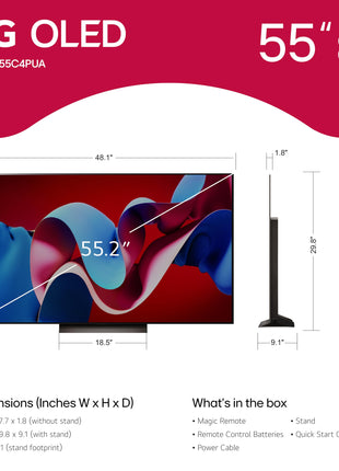 LG 55-Inch Class OLED evo C4 Series Smart TV 4K Processor Flat Screen with Magic Remote AI-Powered with Alexa Built-in (OLED55C4PUA, 2024) 