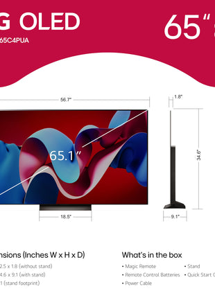 LG 65-Inch Class OLED evo C4 Series Smart TV 4K Processor Flat Screen with Magic Remote AI-Powered with Alexa Built-in (OLED65C4PUA, 2024) 