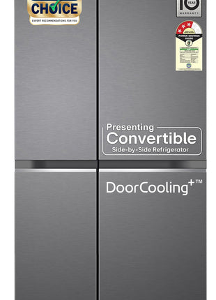 LG 650 L, 3 Star, Smart Inverter Compressor, Convertible, Door Cooling+, Frost Free Double Door Side by Side Refrigerator (GL-B257HDS3, Dazzle Steel, Express Freeze) 