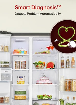 LG 650 L, 3 Star, Smart Inverter Compressor, Convertible, Door Cooling+, Frost Free Double Door Side by Side Refrigerator (GL-B257HDS3, Dazzle Steel, Express Freeze) 