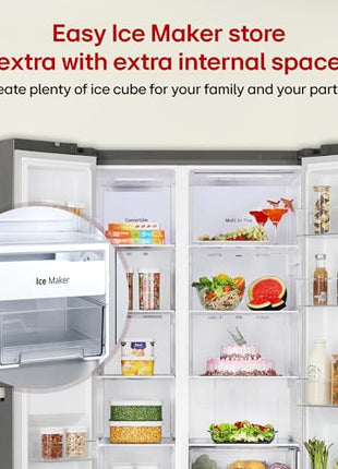LG 650 L, 3 Star, Smart Inverter Compressor, Convertible, Door Cooling+, Frost Free Double Door Side by Side Refrigerator (GL-B257HDS3, Dazzle Steel, Express Freeze) 