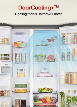 LG 650 L, 3 Star, Smart Inverter Compressor, Convertible, Door Cooling+, Frost Free Double Door Side by Side Refrigerator (GL-B257HDS3, Dazzle Steel, Express Freeze) 