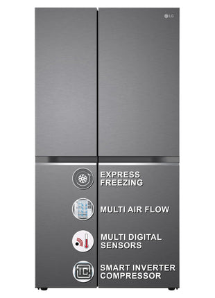 LG 655 L Frost-Free Smart Inverter Double Door Side-By-Side Refrigerator (GL-B257HDSY, Dazzle Steel, Express Freeze | Multi Air-Flow) 