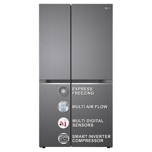 LG 655 L Frost-Free Smart Inverter Double Door Side-By-Side Refrigerator (GL-B257HDSY, Dazzle Steel, Express Freeze | Multi Air-Flow) 