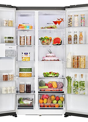 LG 655 L Frost-Free Smart Inverter Double Door Side-By-Side Refrigerator (GL-B257HDSY, Dazzle Steel, Express Freeze | Multi Air-Flow) 