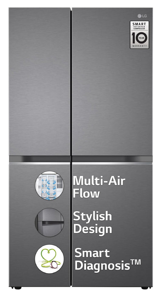 LG 655 L Frost-Free Smart Inverter Double Door Side-By-Side Refrigerator (GL-B257HDSY, Dazzle Steel, Express Freeze | Multi Air-Flow) 