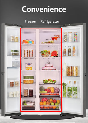 LG 655 L Frost-Free Smart Inverter Double Door Side-By-Side Refrigerator (GL-B257HDSY, Dazzle Steel, Express Freeze | Multi Air-Flow) 