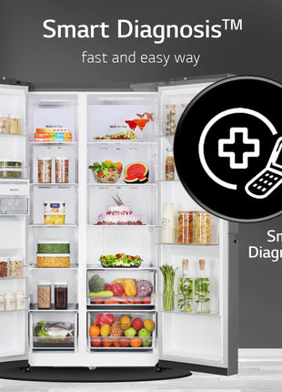 LG 655 L Frost-Free Smart Inverter Double Door Side-By-Side Refrigerator (GL-B257HDSY, Dazzle Steel, Express Freeze | Multi Air-Flow) 