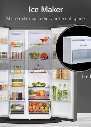 LG 655 L Frost-Free Smart Inverter Double Door Side-By-Side Refrigerator (GL-B257HDSY, Dazzle Steel, Express Freeze | Multi Air-Flow) 