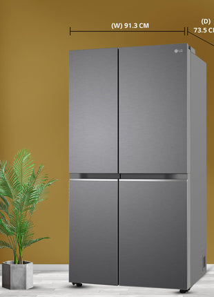 LG 655 L Frost-Free Smart Inverter Double Door Side-By-Side Refrigerator (GL-B257HDSY, Dazzle Steel, Express Freeze | Multi Air-Flow) 
