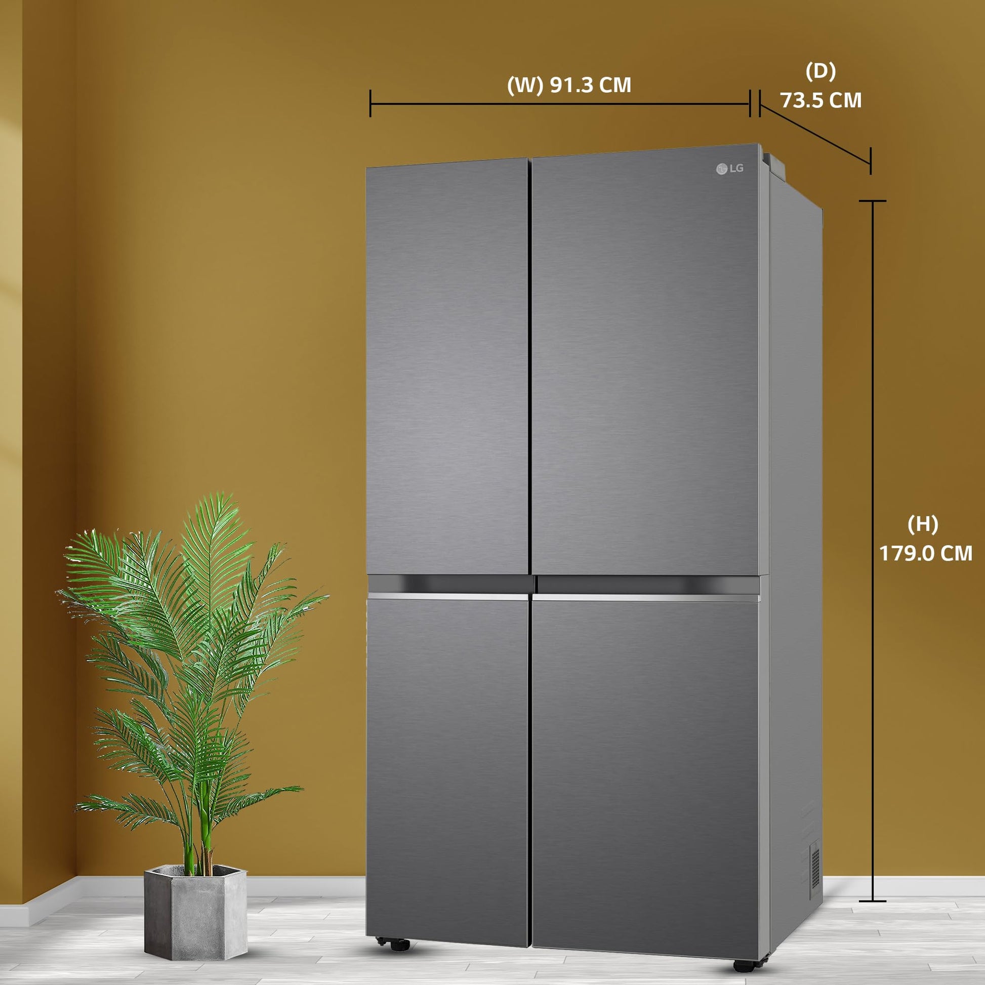 LG 655 L Frost-Free Smart Inverter Double Door Side-By-Side Refrigerator (GL-B257HDSY, Dazzle Steel, Express Freeze | Multi Air-Flow) 