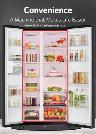 LG 655 L Frost Free Smart Inverter Double Door Side by Side Refrigerator (GL-B257HWBY, Western Black, Express Freezing | Multi Air-Flow) 