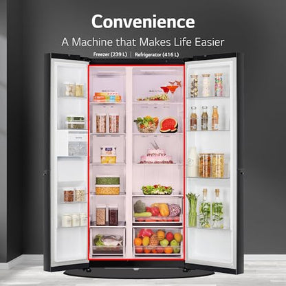 LG 655 L Frost Free Smart Inverter Double Door Side by Side Refrigerator (GL-B257HWBY, Western Black, Express Freezing | Multi Air-Flow) 