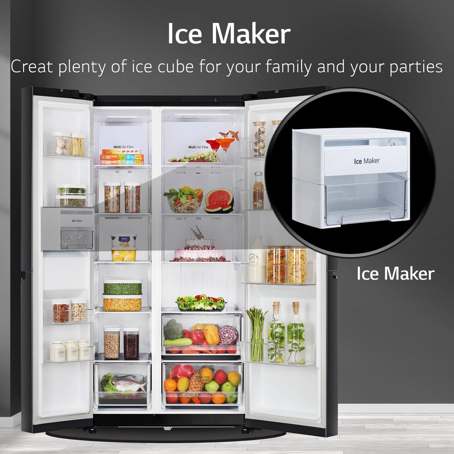 LG 655 L Frost Free Smart Inverter Double Door Side by Side Refrigerator (GL-B257HWBY, Western Black, Express Freezing | Multi Air-Flow) 