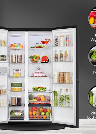 LG 655 L Frost Free Smart Inverter Double Door Side by Side Refrigerator (GL-B257HWBY, Western Black, Express Freezing | Multi Air-Flow) 