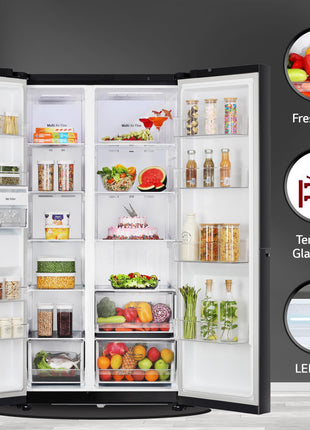 LG 655 L Frost Free Smart Inverter Double Door Side by Side Refrigerator (GL-B257HWBY, Western Black, Express Freezing | Multi Air-Flow) 
