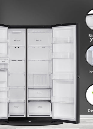 LG 655 L Frost Free Smart Inverter Double Door Side by Side Refrigerator (GL-B257HWBY, Western Black, Express Freezing | Multi Air-Flow) 