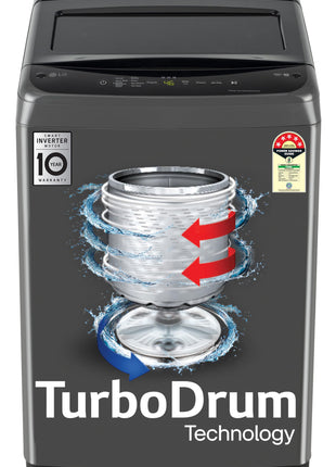 LG 7.5 Kg 5 Star Smart Inverter Technology Fully Automatic Top Load Washing Machine (T75VBMB1Z, Auto Prewash, Turbodrum, Stainless Steel drum, LED Display, Smart Diagnosis, Middle Black) 