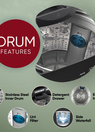 LG 7.5 Kg 5 Star Smart Inverter Technology Fully Automatic Top Load Washing Machine (T75VBMB1Z, Auto Prewash, Turbodrum, Stainless Steel drum, LED Display, Smart Diagnosis, Middle Black) 