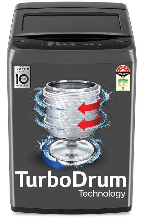 LG 7.5 Kg 5 Star Smart Inverter Technology Fully Automatic Top Load Washing Machine (T75VBMB1Z, Auto Prewash, Turbodrum, Stainless Steel drum, LED Display, Smart Diagnosis, Middle Black) 
