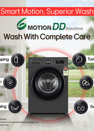 LG 7 Kg, 5 Star, Direct Drive Technology, Steam Wash, 6 Motion DD, Fully-Automatic Front Load Washing Machine (FHB1207Z2M, Allergy Care, In-Built Heater, Touch Panel, 2024 model, Middle Black) 