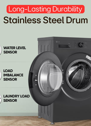 LG 7 Kg, 5 Star, Direct Drive Technology, Steam Wash, 6 Motion DD, Fully-Automatic Front Load Washing Machine (FHB1207Z2M, Allergy Care, In-Built Heater, Touch Panel, 2024 model, Middle Black) 