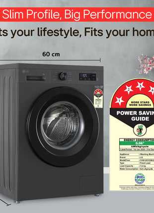 LG 7 Kg, 5 Star, Direct Drive Technology, Steam Wash, 6 Motion DD, Fully-Automatic Front Load Washing Machine (FHB1207Z2M, Allergy Care, In-Built Heater, Touch Panel, Middle Black) 