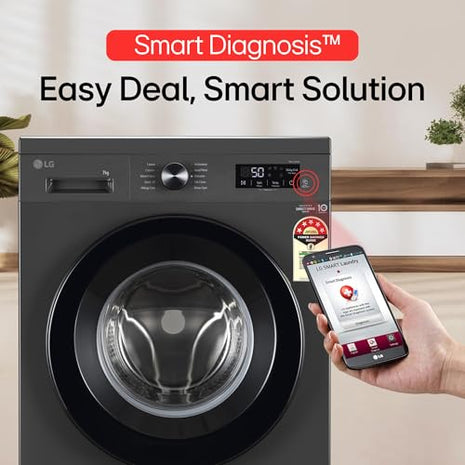 LG 7 Kg, 5 Star, Direct Drive Technology, Steam Wash, 6 Motion DD, Fully-Automatic Front Load Washing Machine (FHB1207Z2M, Allergy Care, In-Built Heater, Touch Panel, Middle Black) 