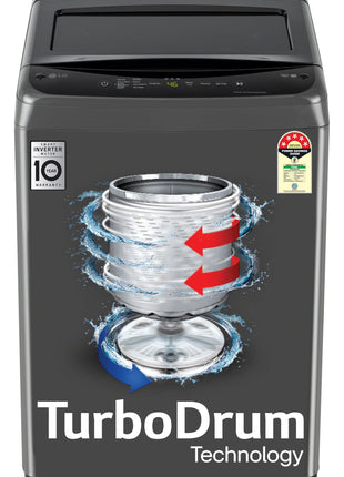 LG 7 Kg 5 Star Smart Inverter Technology Fully Automatic Top Load Washing Machine (2025 Model, T70VBMB1Z, Auto Prewash, Turbodrum, Stainless Steel drum, LED Display, Smart Diagnosis Middle Black) 