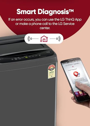 LG 7 Kg 5 Star Smart Inverter Technology Fully Automatic Top Load Washing Machine (T70VBMB1Z, Auto Prewash, Turbodrum, Stainless Steel drum, LED Display, Smart Diagnosis Middle Black) 