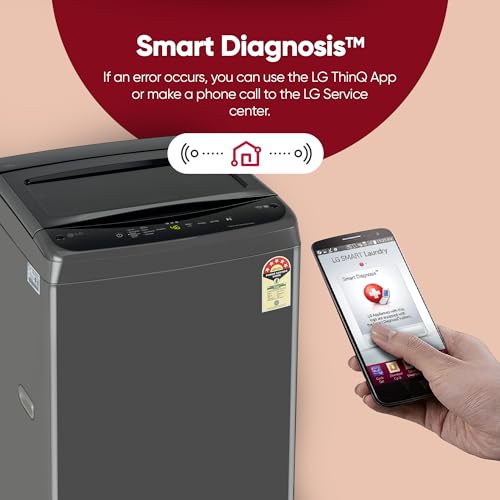 LG 7 Kg 5 Star Smart Inverter Technology Fully Automatic Top Load Washing Machine (T70VBMB1Z, Auto Prewash, Turbodrum, Stainless Steel drum, LED Display, Smart Diagnosis Middle Black) 