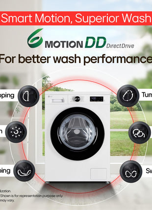 LG 7 Kg, 5 Star, Steam, Inverter Direct Drive Technology, 6 Motion DD, Fully-Automatic Front Load Washing Machine (FHB1207Z2W, Remove Allergens & Tough Stain, In-Built Heater, Essence White) 