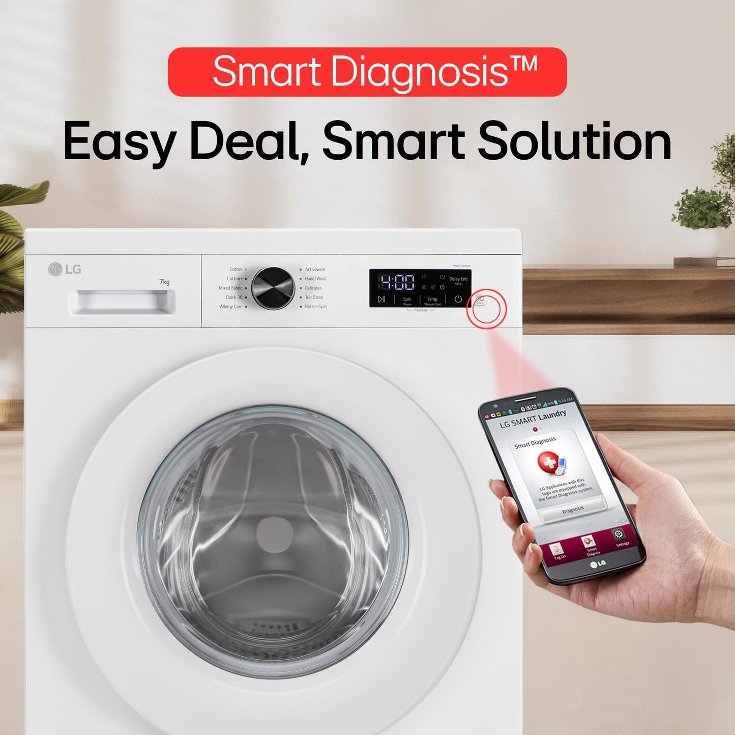 LG 7 Kg, 5 Star, Steam, Inverter Direct Drive Technology, 6 Motion DD, Fully-Automatic Front Load Washing Machine (FHB1207Z2W, Remove Allergens & Tough Stain, In-Built Heater, Essence White) 