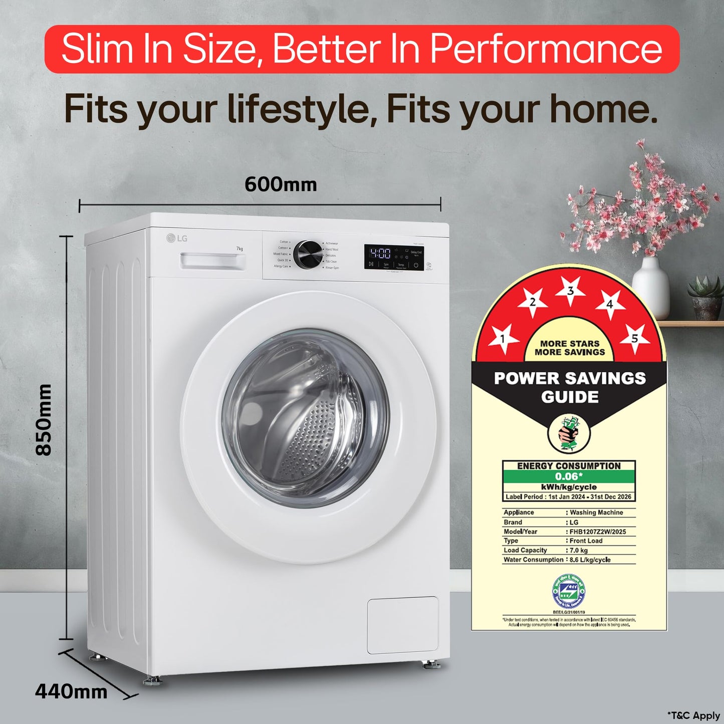 LG 7 Kg, 5 Star, Steam, Inverter Direct Drive Technology, 6 Motion DD, Fully-Automatic Front Load Washing Machine (FHB1207Z2W, Remove Allergens & Tough Stain, In-Built Heater, Essence White) 