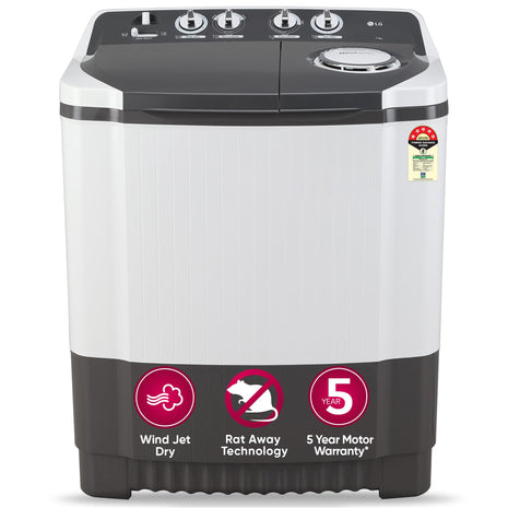 LG 7 Kg 5 Star Wind Jet Dry Semi-Automatic Top Loading Washing Machine (P7020NGAZ, Dark Gray, Rat Away Feature) 