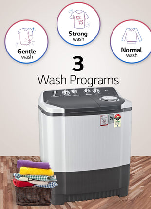 LG 7 Kg 5 Star Wind Jet Dry Semi-Automatic Top Loading Washing Machine (P7020NGAZ, Dark Gray, Rat Away Feature) 