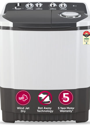 LG 7 Kg 5 Star Wind Jet Dry Semi-Automatic Top Loading Washing Machine (P7020NGAZ, Dark Gray, Rat Away Feature) 