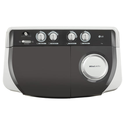 LG 7 Kg 5 Star Wind Jet Dry Semi-Automatic Top Loading Washing Machine (P7020NGAZ, Dark Gray, Rat Away Feature) 