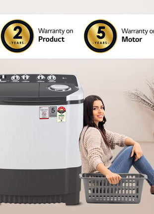 LG 7 Kg 5 Star Wind Jet Dry Semi-Automatic Top Loading Washing Machine (P7020NGAZ, Dark Gray, Rat Away Feature) 