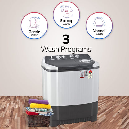 LG 7 Kg 5 Star Wind Jet Dry Semi-Automatic Top Loading Washing Machine (P7020NGAZ, Dark Gray, Rat Away Feature) 