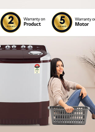 LG 8.5 kg 5 Star Semi-Automatic Top Load Washing Machine (P8530SRAZ, Burgundy, Roller Jet Pulsator) 