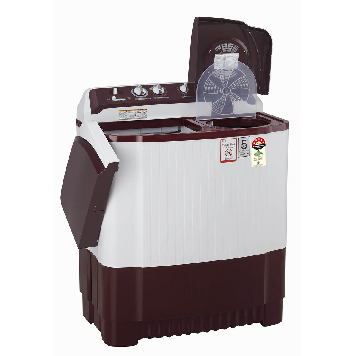 LG 8.5 kg 5 Star Semi-Automatic Top Load Washing Machine (P8530SRAZ, Burgundy, Roller Jet Pulsator) 