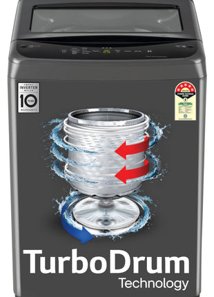 LG 8 Kg 5 Star Smart Inverter Technology Fully Automatic Top Load Washing Machine (T80VBMB4Z, Turbodrum, Auto Prewash, Stainless Steel drum, LED Display, Smart Diagnosis, Middle Black) 