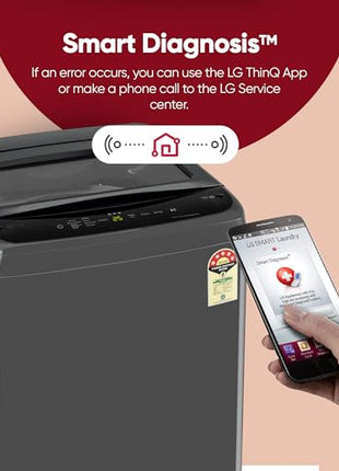 LG 8 Kg 5 Star Smart Inverter Technology Fully Automatic Top Load Washing Machine (T80VBMB4Z, Turbodrum, Auto Prewash, Stainless Steel drum, LED Display, Smart Diagnosis, Middle Black) 