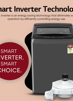 LG 8 Kg 5 Star Smart Inverter Technology Fully Automatic Top Load Washing Machine (T80VBMB4Z, Turbodrum, Auto Prewash, Stainless Steel drum, LED Display, Smart Diagnosis, Middle Black) 