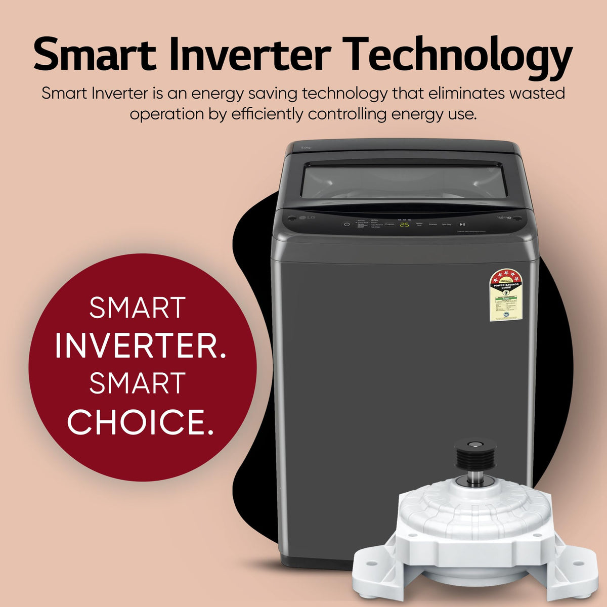 LG 8 Kg 5 Star Smart Inverter Technology Fully Automatic Top Load Washing Machine (T80VBMB4Z, Turbodrum, Auto Prewash, Stainless Steel drum, LED Display, Smart Diagnosis, Middle Black) 