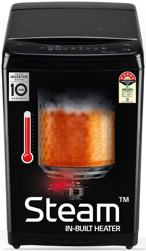 LG 8 Kg, 5 Star, Smart Inverter Technology, Wi-Fi, Turbowash, Fully Automatic Top Load Washing Machine With In-built heater (T80V4OB1S, Turbodrum, Stain Clean, Hard Water Wash & Jetspray+, Onyx Black) 